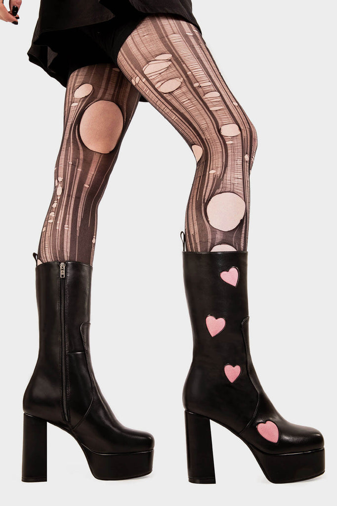 LOVE AT FIRST SIGHT

Game Of Love Platform Calf Boots in Black faux leather. These Black vegan Boots feature our ICONIC Pink faux suede hearts and Platform sole and heel, perfect for adding height and style to any outfit. Made with eco-friendly materials and 100% cruelty-free, these boots are as ethical as they are cute!


- Platform Height: 1.25 inch
- Heel Height: 4.2 inch
- Calf High length
- Pink Hearts
- Black zipper 
- Platform sole
- Round Toe
- 100% vegan 

SKU: LMF 1213 - BlackPU/PinkHeart