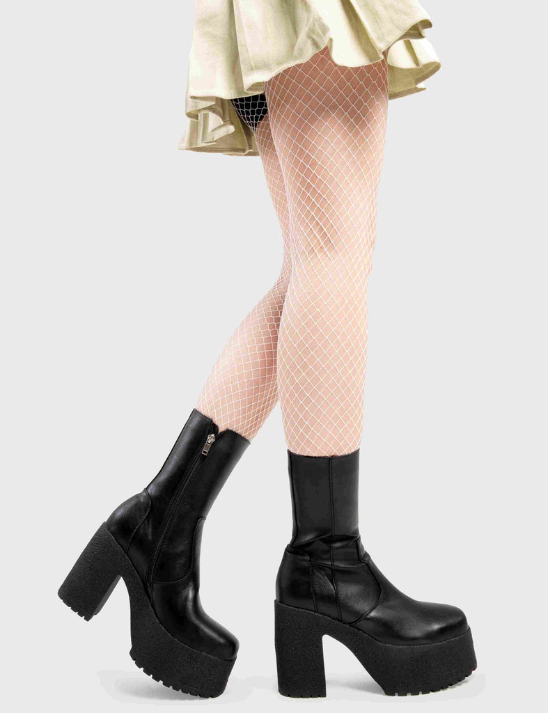 Spicy Platforms

Mannequin Worthy Platform Ankle Boots in Black faux leather. These platform boots feature on our chunky platform sole, set hot trends step by step. Made with eco-friendly materials and 100% cruelty-free, these platform boots are as ethical as they are HOT!

- Platform Height
- Heel Height
- Black Zipper
- Mid ankle length
- Chunky Platform sole
- Rubber grip
- Round Toe 
- 100% vegan 

SKU: LMF 2809 - BlackPU
